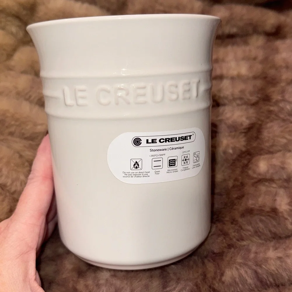 NWT Le Creuset Stoneware Signature Utensil Crock, white, large - 1 liter